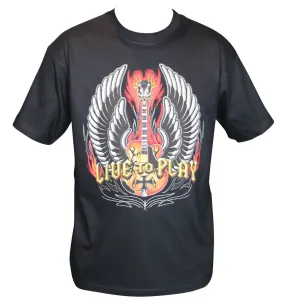 T-shirt homme manches courtes - Guitare rock 6534 - noir 