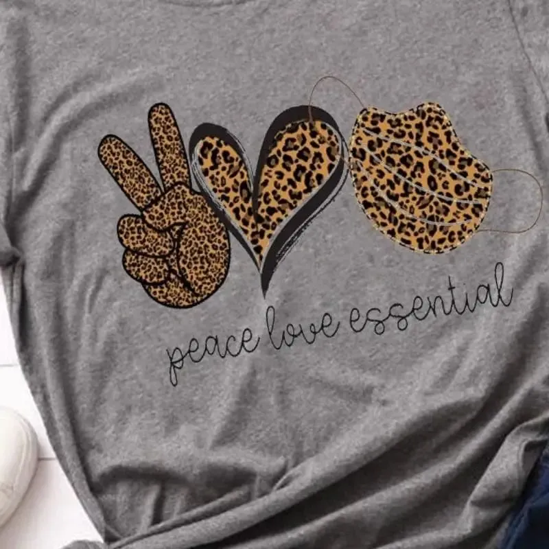 T-Shirt Imprimé Léopard Peace Love Essential
