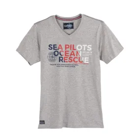 T-shirt imprimé Sea Pilots Ocean Rescue grande taille pour homme | Col V | 100% coton | REDFIELD - Boutique en ligne