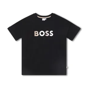 T-SHIRT NOIR BOSS ENFANT MANCHES COURTES