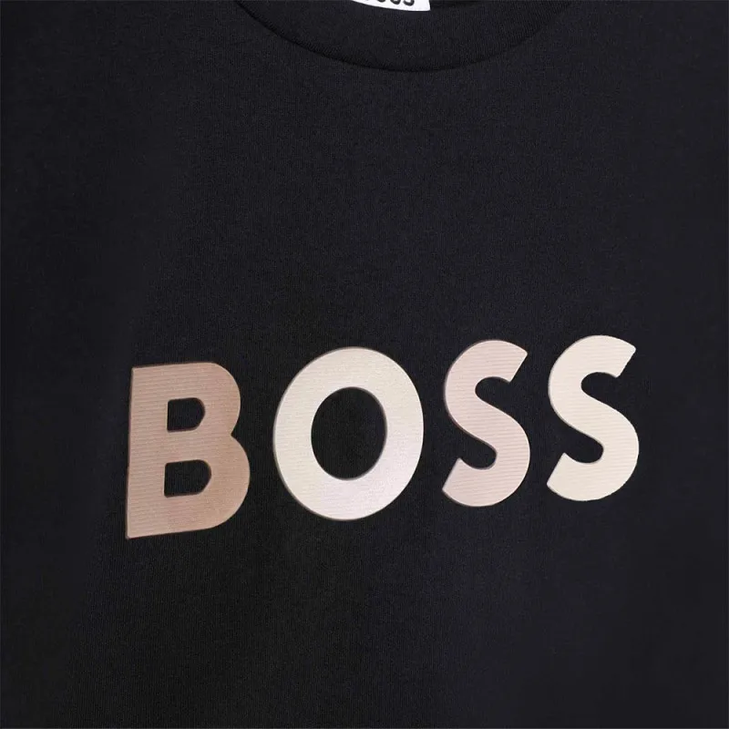 T-SHIRT NOIR BOSS ENFANT MANCHES COURTES