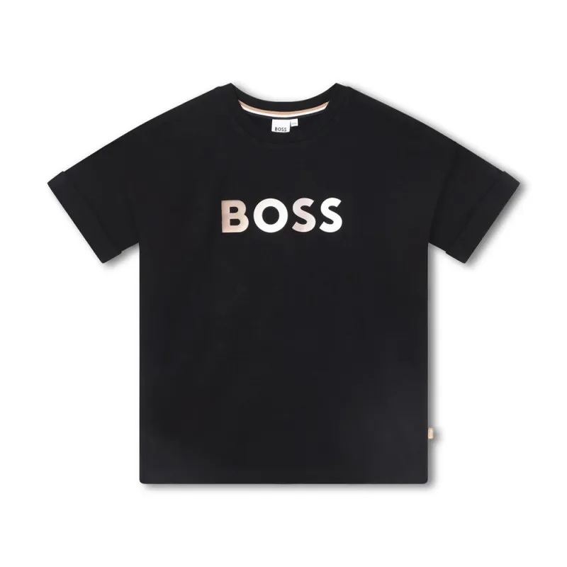 T-SHIRT NOIR BOSS ENFANT MANCHES COURTES