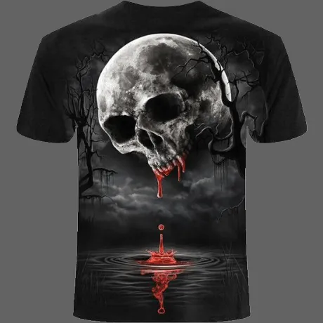 T-shirt tête de mort qui saigne