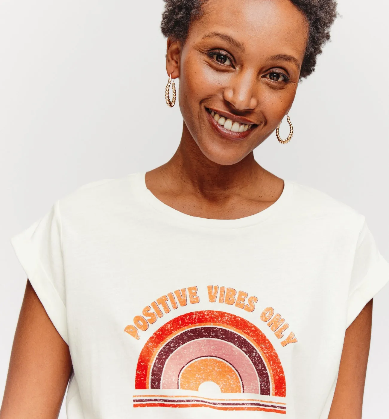 T-shirt à motif hippie - Imprimé écru