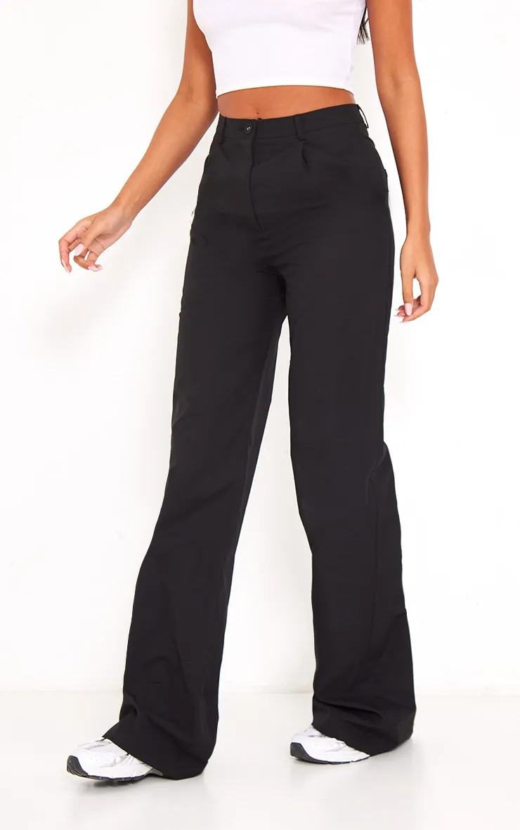 Tall Pantalon droit en effet peau de pêche noire