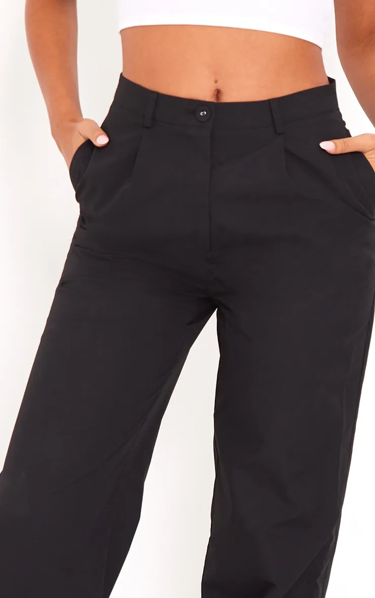 Tall Pantalon droit en effet peau de pêche noire