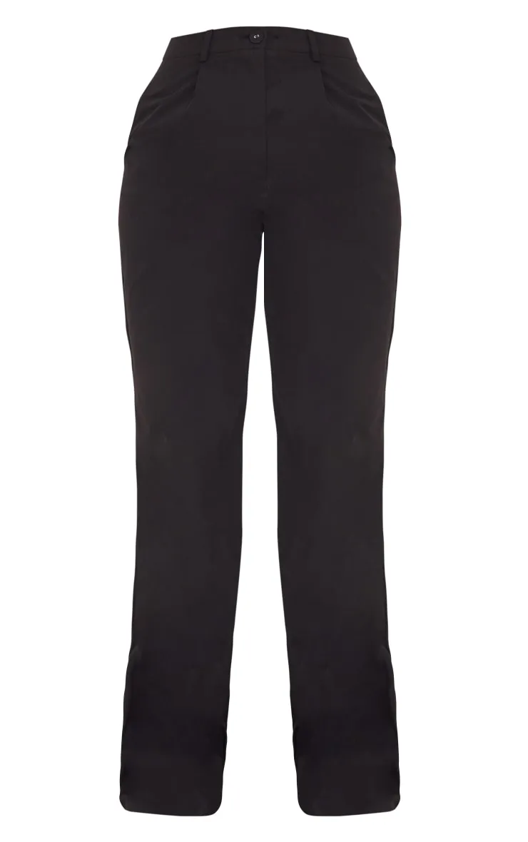 Tall Pantalon droit en effet peau de pêche noire