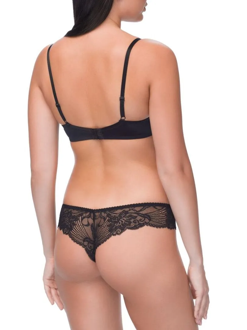 Tanga brésilien avec dentelle Laura - Noir