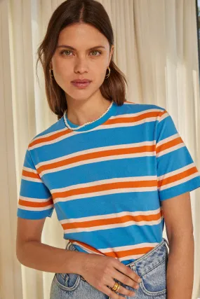 Tee-shirt Bree rayé bleu et orange