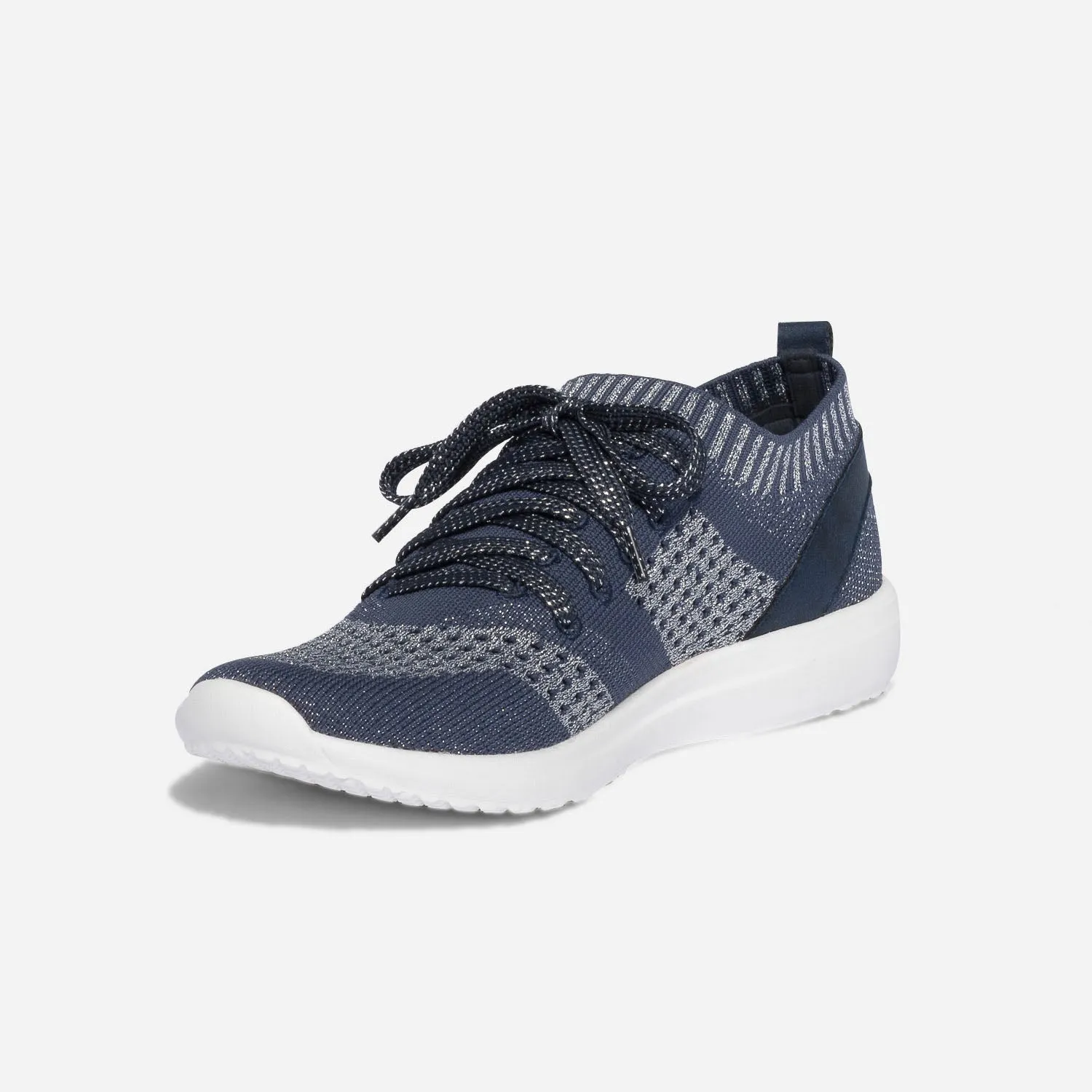 Tennis-chaussette bleue et argentée tricotée éco-conçue - Baskets / Tennis Femme | ERAM