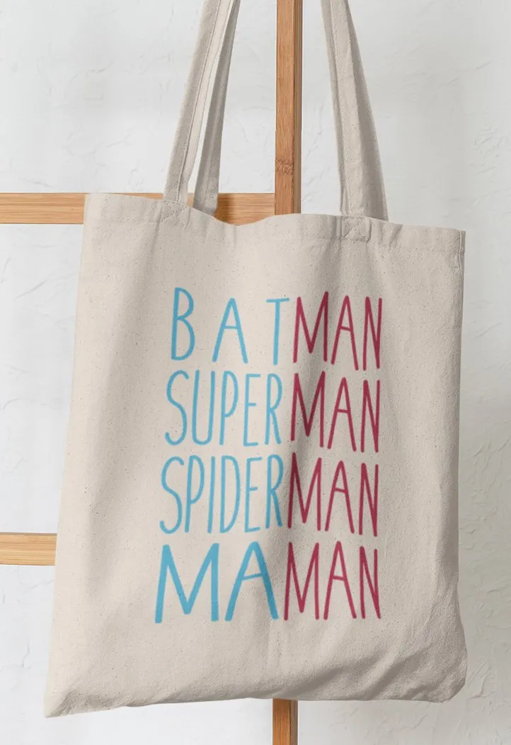 TOTE BAG BATMAN SPIDER SUPERMAN MAMAN