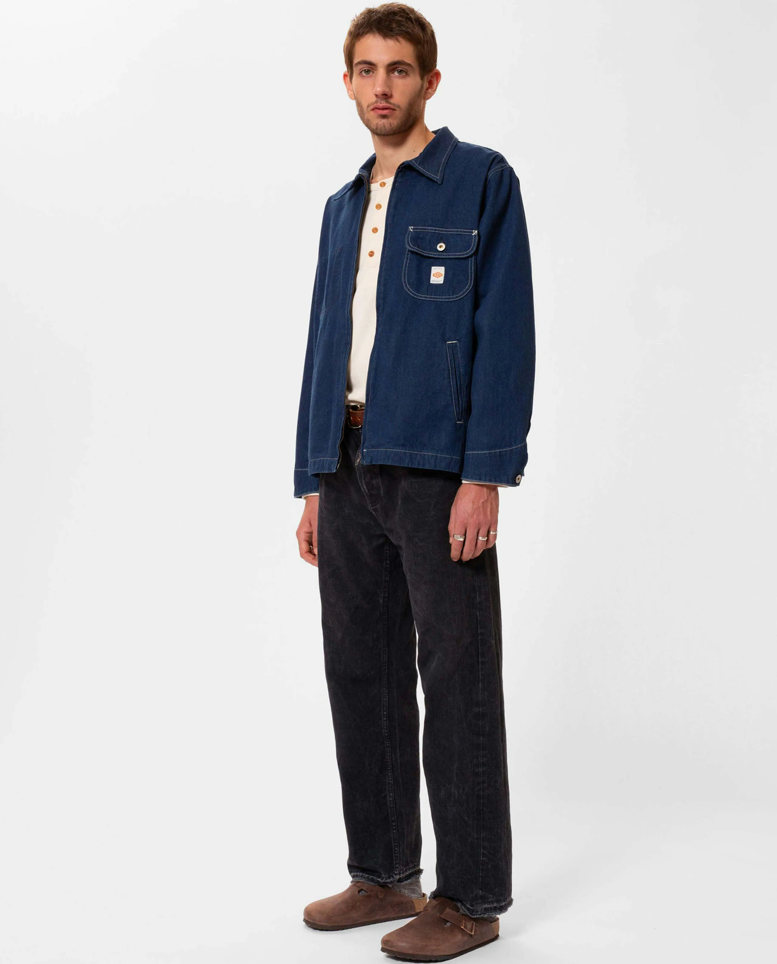 Veste de travail zippée en denim bio