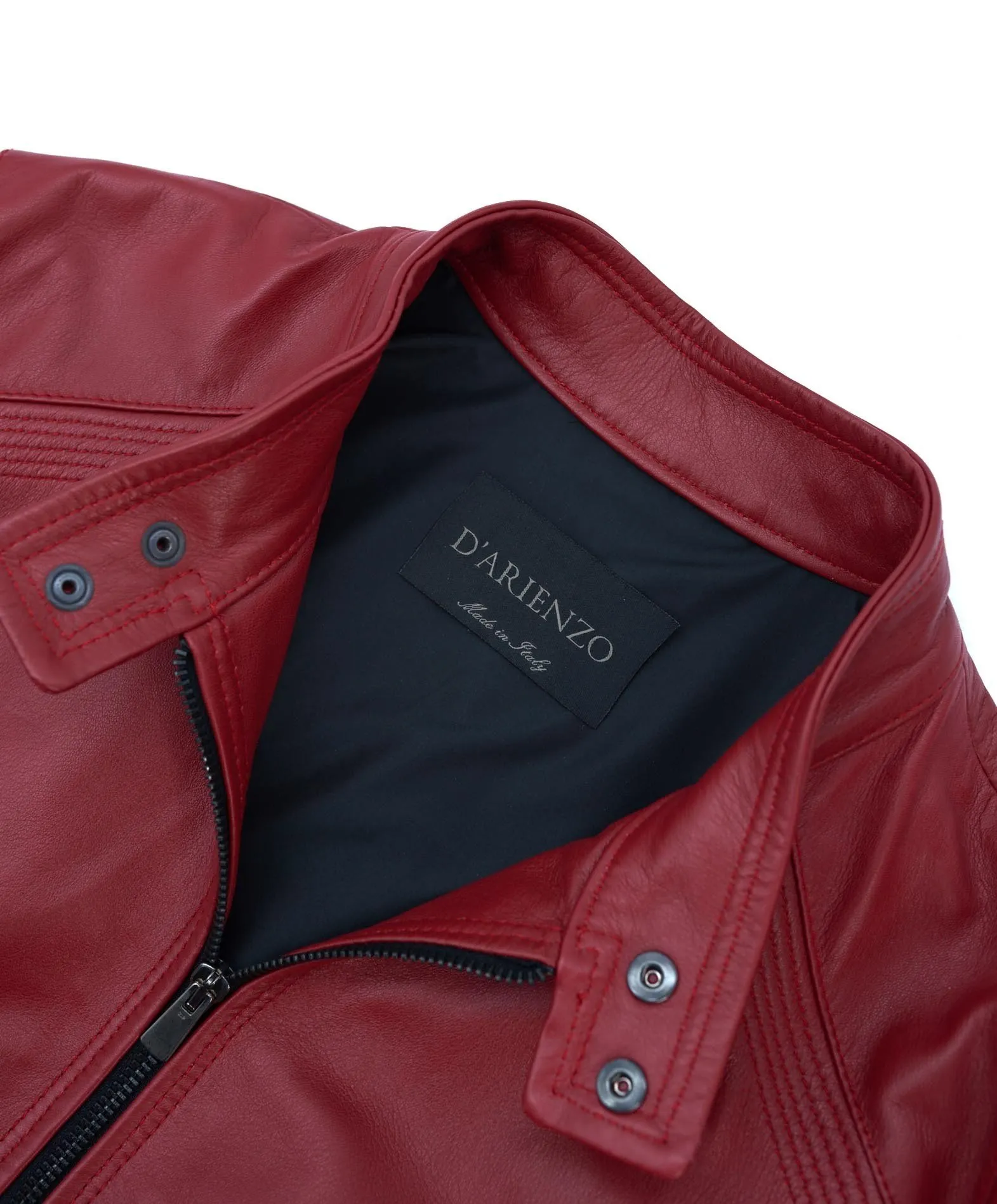 Veste en cuir homme style motard cuir plongé roux Emy