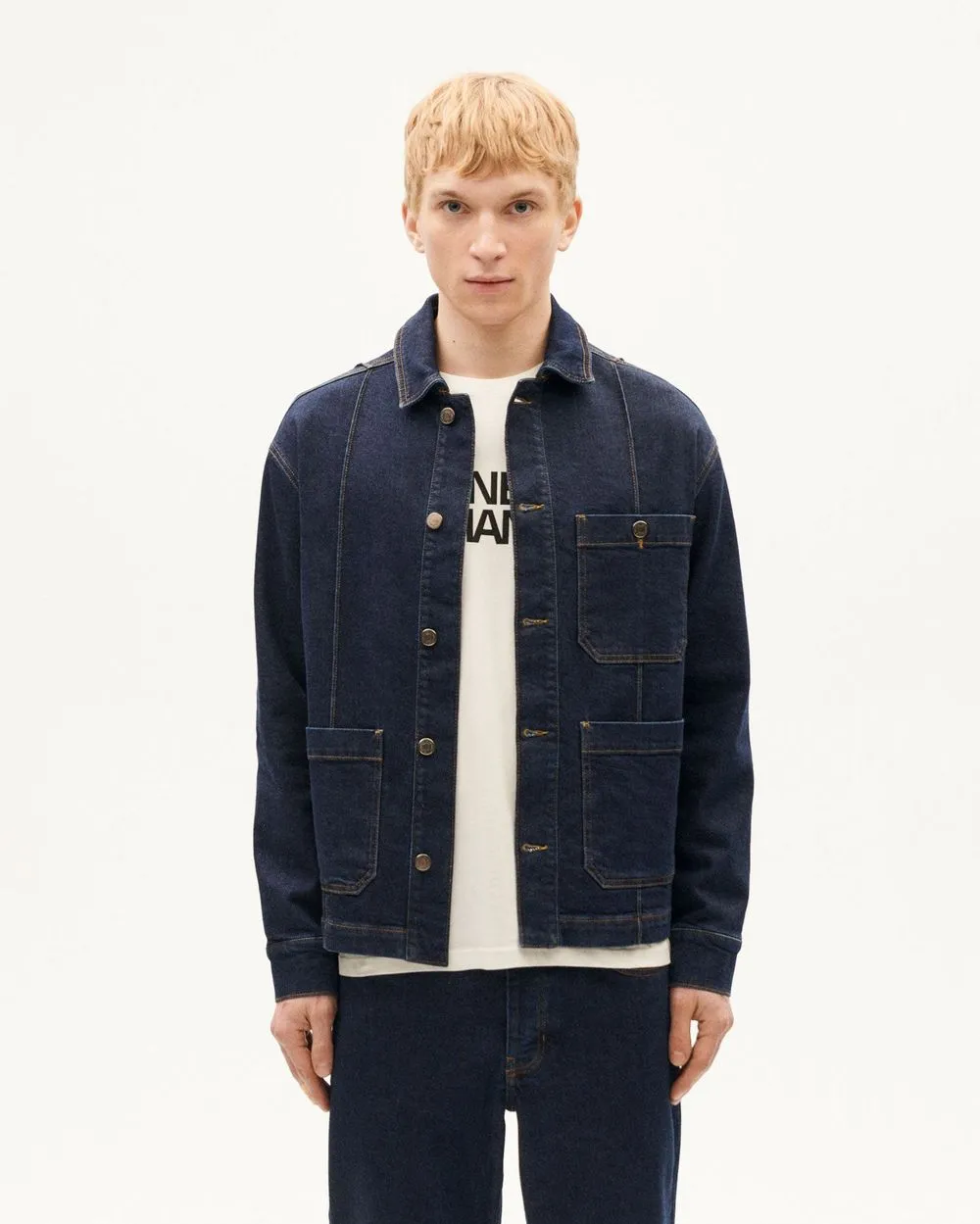 Veste en denim de coton bio | bleu "dark clean denim gus jacket" homme