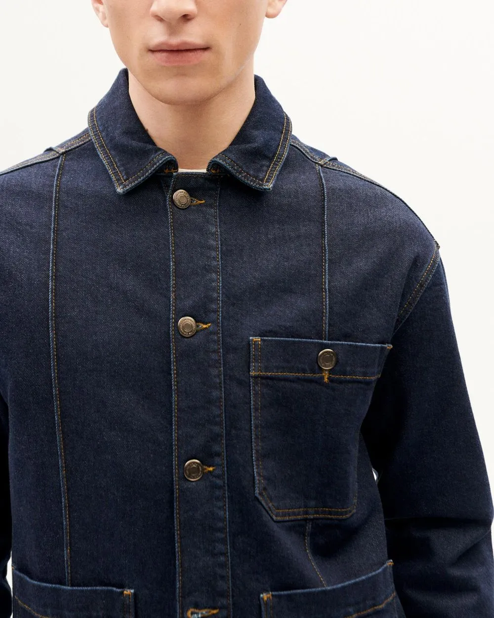 Veste en denim de coton bio | bleu "dark clean denim gus jacket" homme