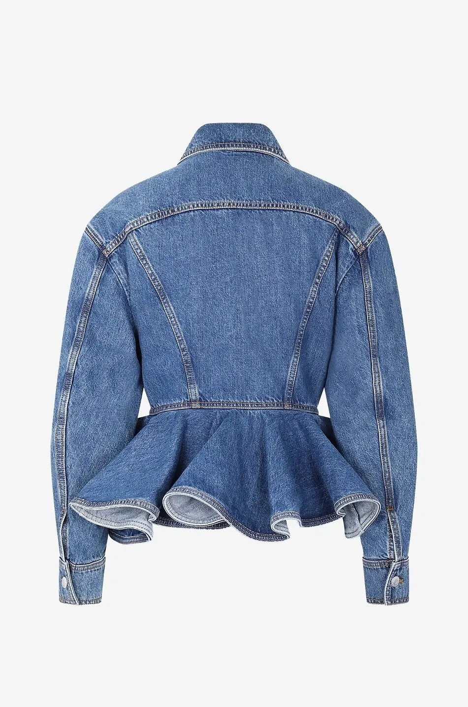 Veste en denim à basque Stone Washed