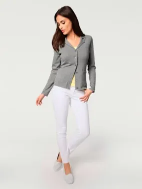 Veste en tricot fin superbe basique avec poches plaquées