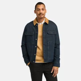Veste isolée style camionneur en denim pour homme en bleu foncé
