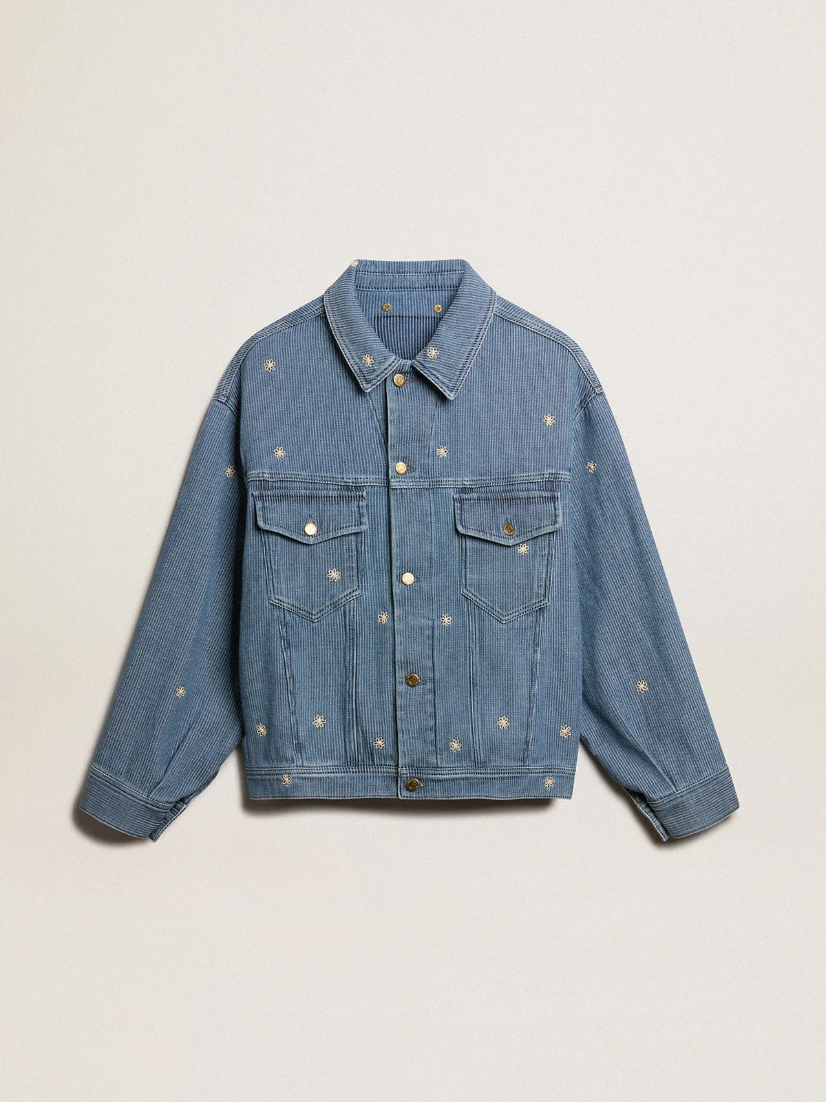 Veste pour femme en denim avec broderie florale