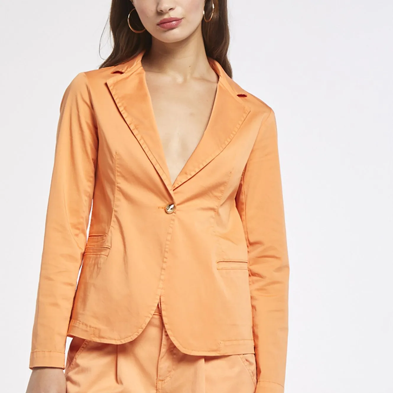 veste à simple boutonnage teinte en pièce en coton stretch mango - CafèNoir