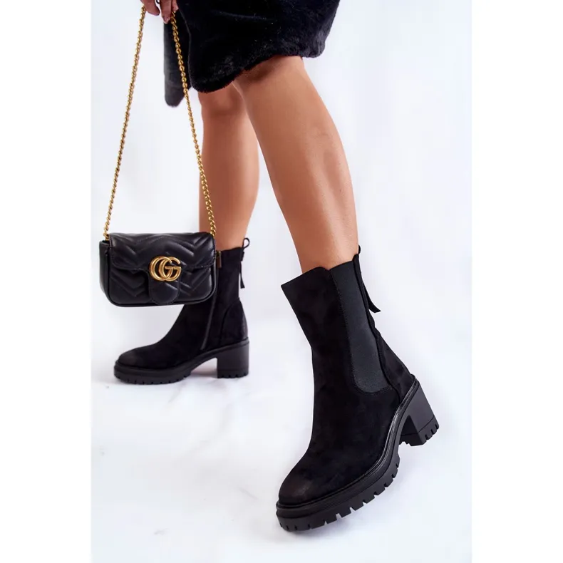 Vinceza Bottines en daim pour femme avec fermeture éclair Noir Liris le noir
