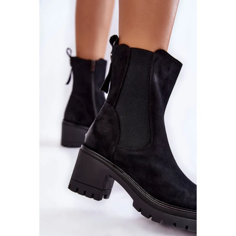 Vinceza Bottines en daim pour femme avec fermeture éclair Noir Liris le noir