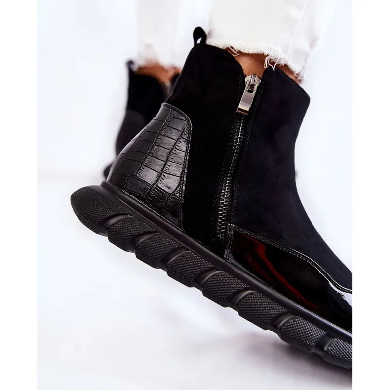 Vinceza Bottines noires en daim pour femmes le noir