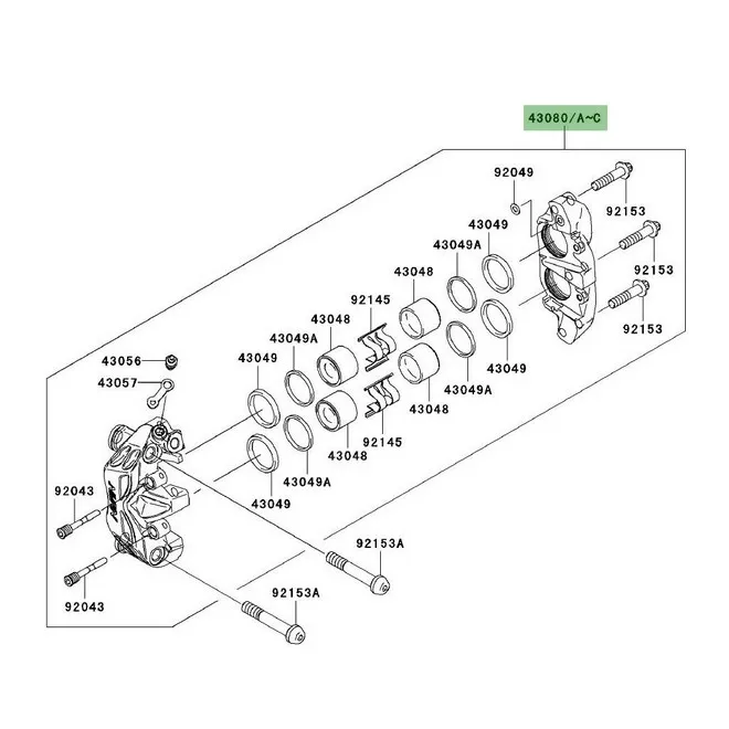 Étrier de frein avant Kawasaki Z1000 (2007-2009) | Moto Shop 35